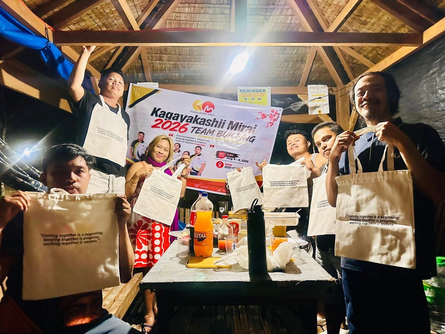 The team sharing a meal during the 2026 team building